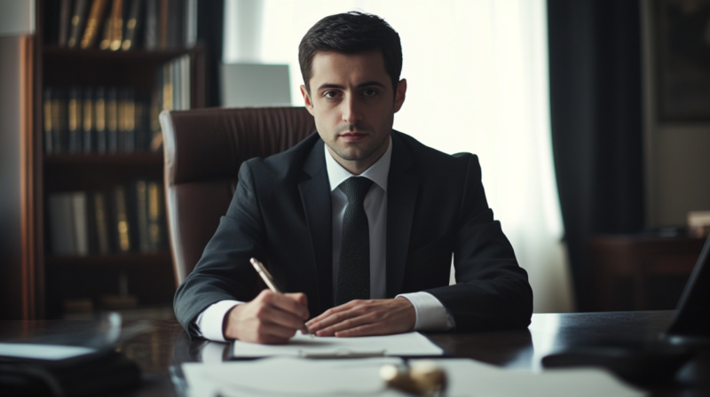 A Serious-Looking Lawyer Sits at His Desk, Ready to Assist with Cases Involving Chicago Wrongful Death Claims