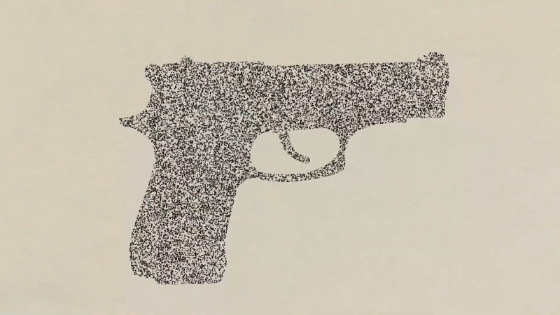 An Abstract Dotted Illustration of A Handgun, Representing Wrongful Death Cases Related to Gun Violence