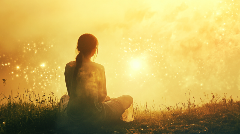 A Person Sitting Peacefully, Surrounded by A Glowing, Mystical Atmosphere