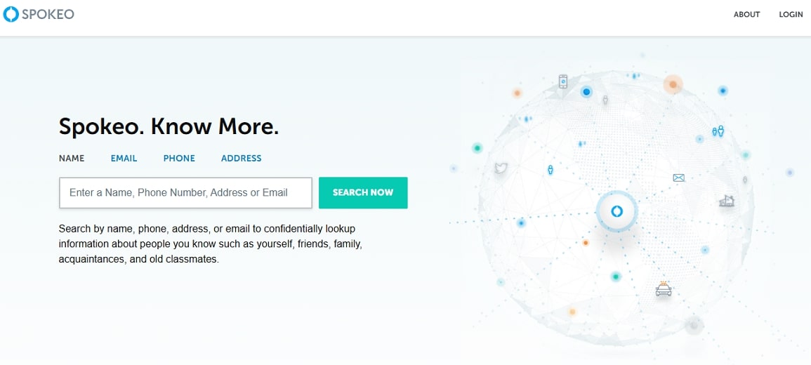 User interface of Spokeo website