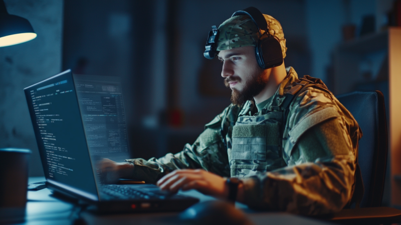 soldier doing online course